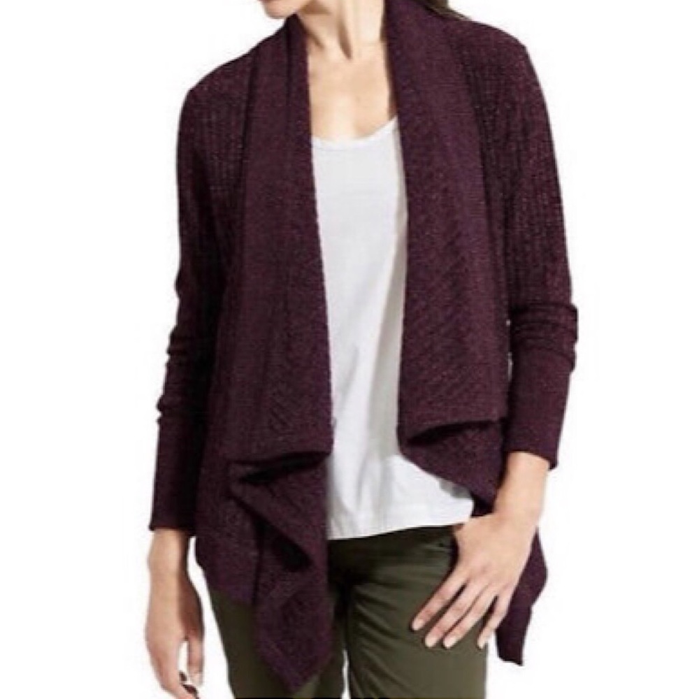 Athleta Tiburon Wrap Cascading Open Front Ribbed Cardigan